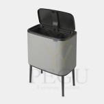 Touch bin ведро для сортировки мусора, soft-close Brabantia BO, 3x11L Matt Steel FPP, soft-close Brabantia BO, 3x11L Mineral Concrete Grey