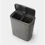 Touch bin ведро для сортировки мусора, soft-close Brabantia BO, 2x30L Mineral Concrete серый