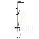 Душевая система Damixa Iris с термостатом верхний душ 30 см матовый чёрный 919546135