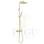 Душевая система Damixa Iris с термостатом верхний душ 30 см шлифованная латунь PVD 919547935