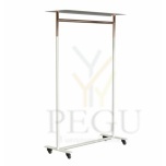 Frost BUKTO 6010 riide-riiul ratastega, 1000mm valge-vask
