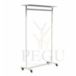Riidestange Frost BUKTO 6010 riide-riiul ratastega, 1000mm valge-poleeritud