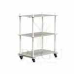 Frost Bukto barilaud käru ratastega 3 riiuliga TROLLEY teras/alumiinium valge