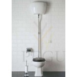 WC Paestum с высоким бачком , выход вниз, хром, деревянная крышка soft-close