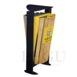 Урна уличная ARKEA WOOD, металл/дерево 2x60L серый-жёлтый