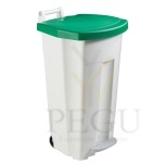 Prügikast pedaaliga ja kaanega BOOGY 90L plastik valge/roheline