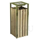 Уличная урна Rossignol EDEN дерево/металл 110L , с пепельницей 1.5L RAL6003 olive green