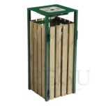 Уличная урна Rossignol EDEN дерево/металл 110L , с пепельницей 1.5L RAL6005 moss green