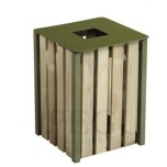 Уличная урна Rossignol EDEN дерево/металл 50L RAL6003 зелёный olive green