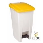 Мусорный контейнер с педалью и крышкой MOBILY 60L пластик белый/жёлтый