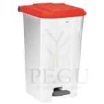 Pedaaliga prügikast Utilo Rossignol 100L valge/punane plastik