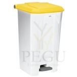 Pedaaliga prügikast Utilo Rossignol 100L valge/kollane plastik