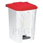 Pedaaliga prügikast Utilo Rossignol 50L valge/punane plastik