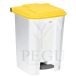 Pedaaliga prügikast Utilo Rossignol 50L valge/kollane plastik