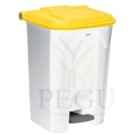 Pedaaliga prügikast Utilo Rossignol 80L valge/kollane plastik