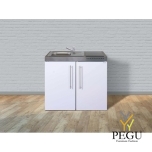 Миникухня металлическая Stengel MP100,  холодильник , индукционная плита, белая, раковина слева