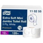 Tork T2 Extra Soft Mini Jumbo 120 3x, Premium рулонная туалетная бумага, 12 шт. × 120м