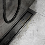 Unidrain renntrapp Highline PANEL raamiga harjatud must PVD, 300mm 1003