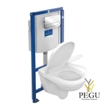 Villeroy & Boch 5660D201 O.NOVO WC koos VS tualett-istme, paigaldussüsteemi ja loputusplaadiga (Combi-Pack)