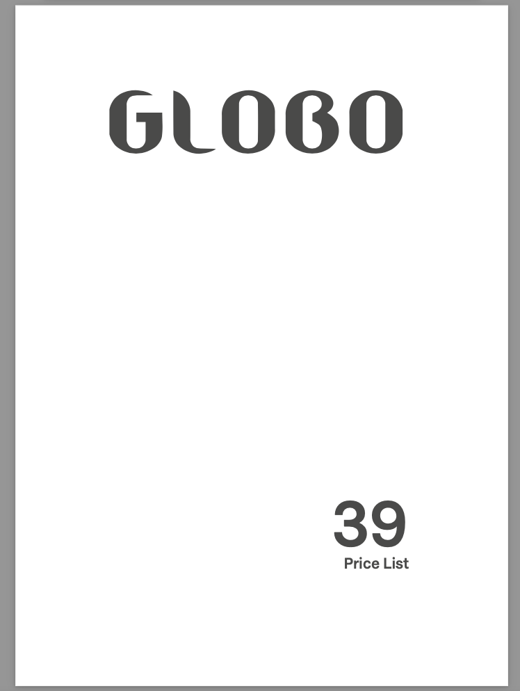 Globo pricelist 39. 2025
